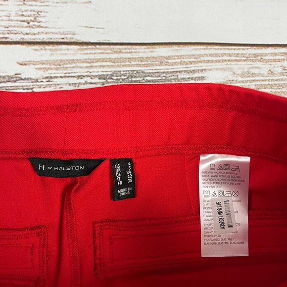 H by Halston Ultra Knit Slim-Leg Crop Pants 4 Side Slits Pull On Cardinal Red - Picture 8 of 10